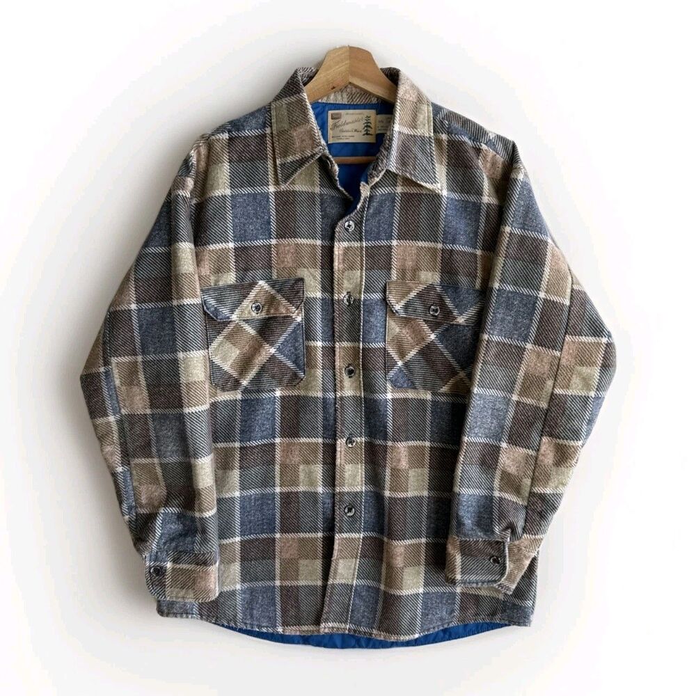 Men's Plaid Lightweight Shirt Jacket in Blue & Brown